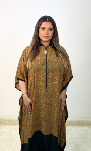 Orange and green silk jalabiya JL0953-U37B