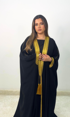 Black bisht abaya BSHT013-F1