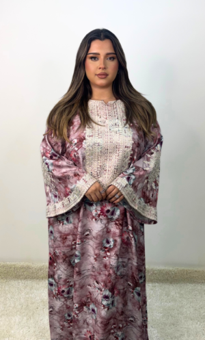 Maroon cotton jalabiya VRF10773