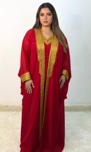 Red chiffon jalabiya JL1968
