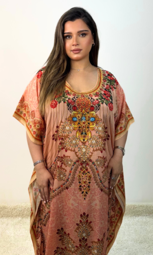 Peach silk jalabiya TASD249-FR01-PCH