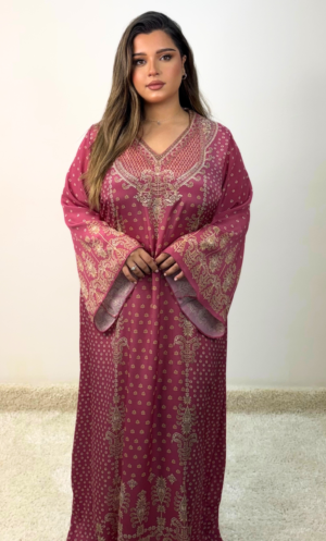 Pink silk jalabiya TASS446-KF57-PLPNK