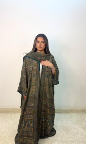 Dark green silk abaya SRA002