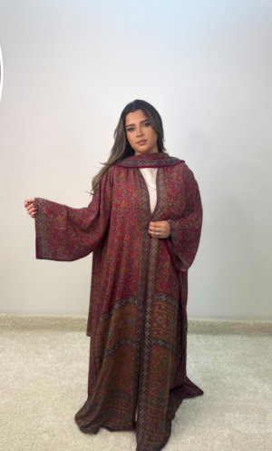 Maroon silk abaya SRA002