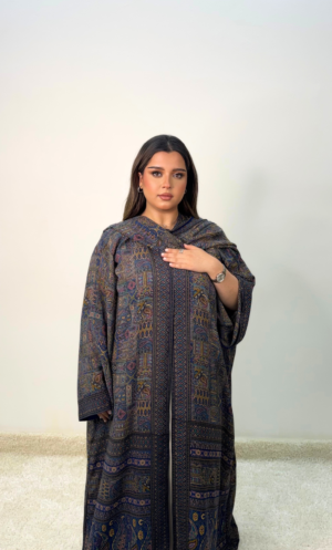 Navy blue silk abaya SRA002