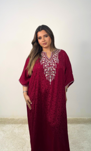 Maroon silk jalabiya RITU6970
