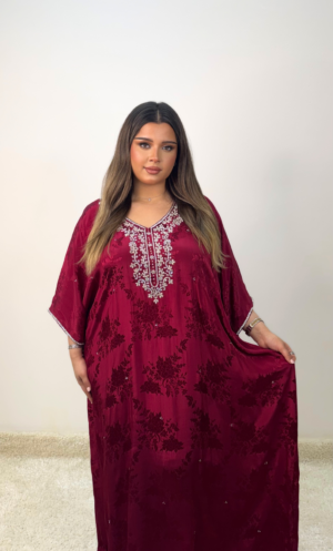 Maroon silk jalabiya RITU6957