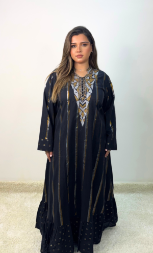 Black cotton jalabiya IT-26071