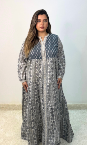 Gray cotton jalabiya IT-26070