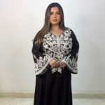 Dark brown cotton - crepe jalabiya VRF11077