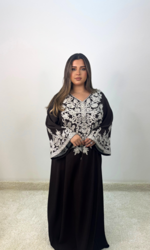 Dark brown cotton - crepe jalabiya VRF11077