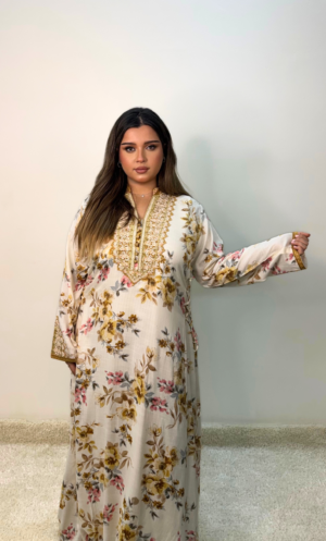 Beige cotton jalabiya IT-26081
